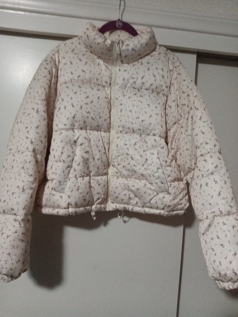 No Boundaries Cream Floral Puffer Jacket